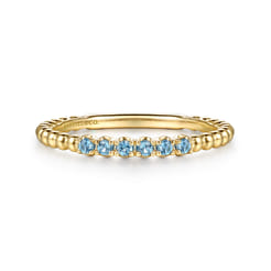 14K Yellow Gold Bujukan Bead and Blue Topaz Stackable Ring