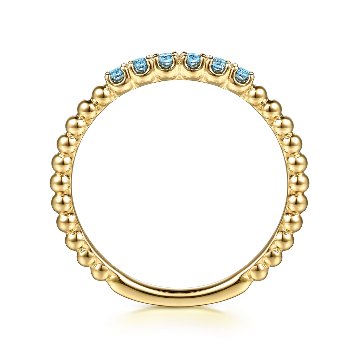14K Yellow Gold Bujukan Bead and Blue Topaz Stackable Ring - Shot 2