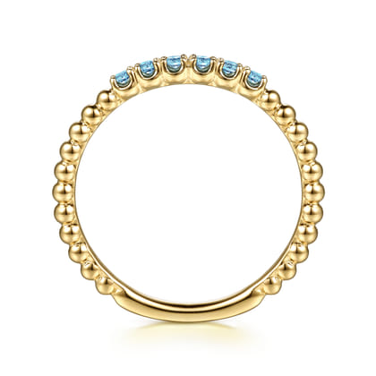 14K Yellow Gold Bujukan Bead and Blue Topaz Stackable Ring