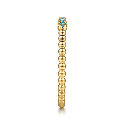 14K Yellow Gold Bujukan Bead and Blue Topaz Stackable Ring