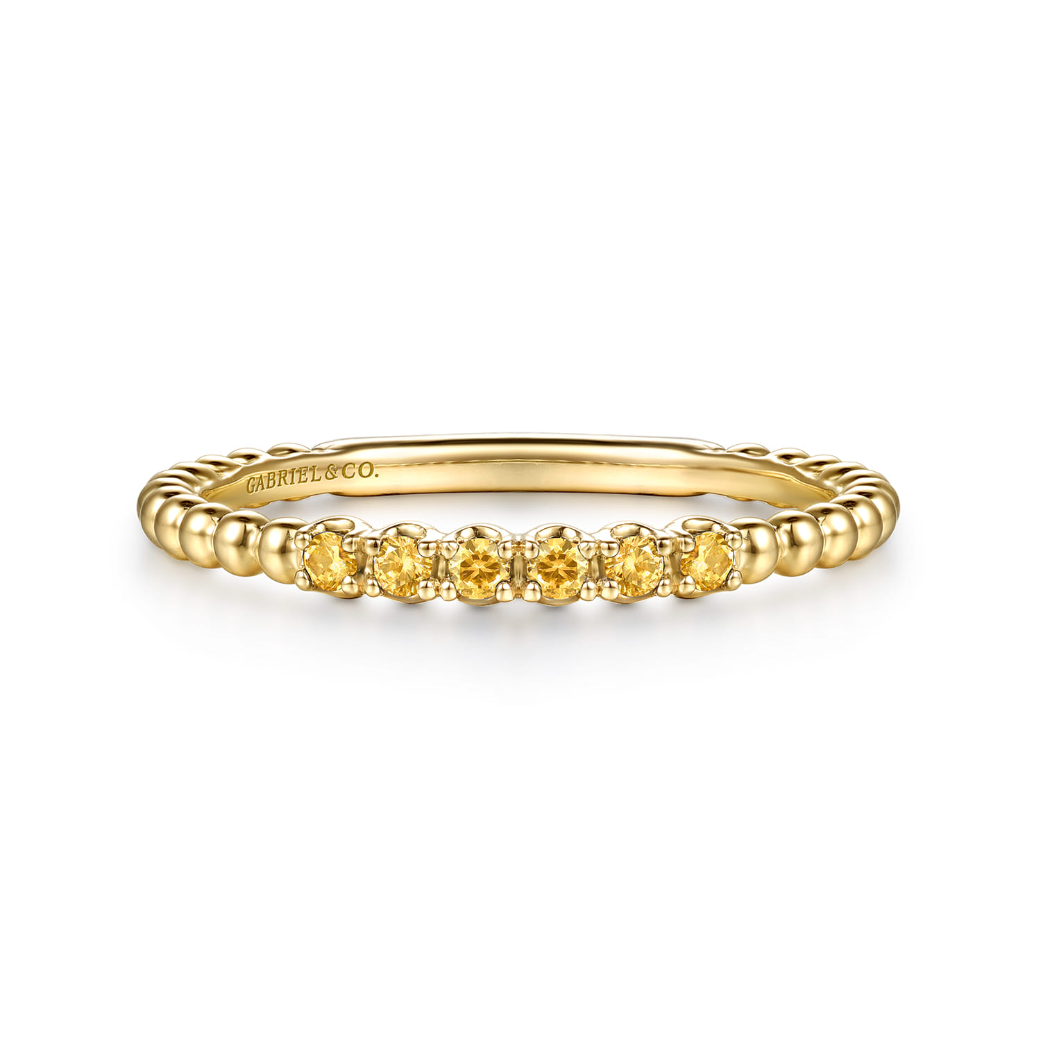 14K Yellow Gold Bujukan Bead and Citrine Stackable Ring - Shot 1