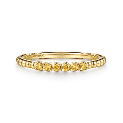 14K Yellow Gold Bujukan Bead and Citrine Stackable Ring