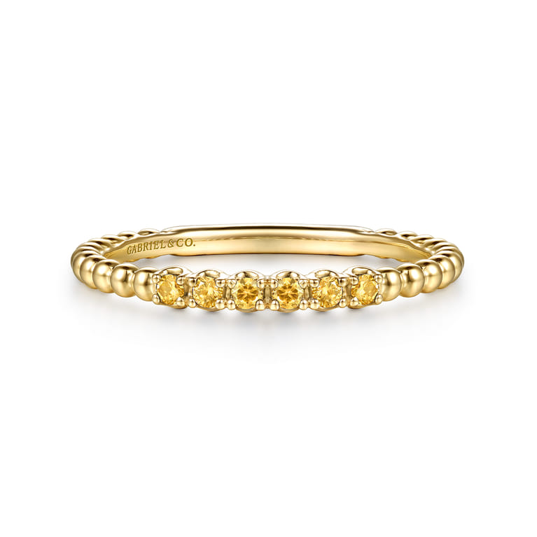 14K Yellow Gold Bujukan Bead and Citrine Stackable Ring - Shot 1