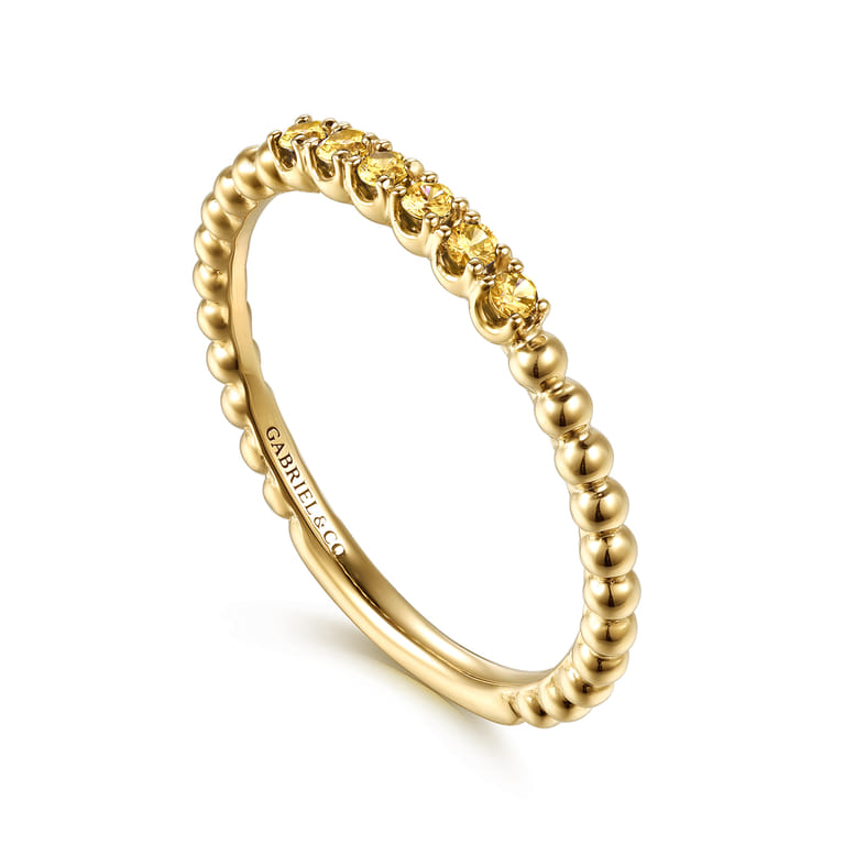 14K Yellow Gold Bujukan Bead and Citrine Stackable Ring - Shot 3