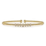 14K Yellow Gold Bujukan Bead and Cluster Diamond Bangle