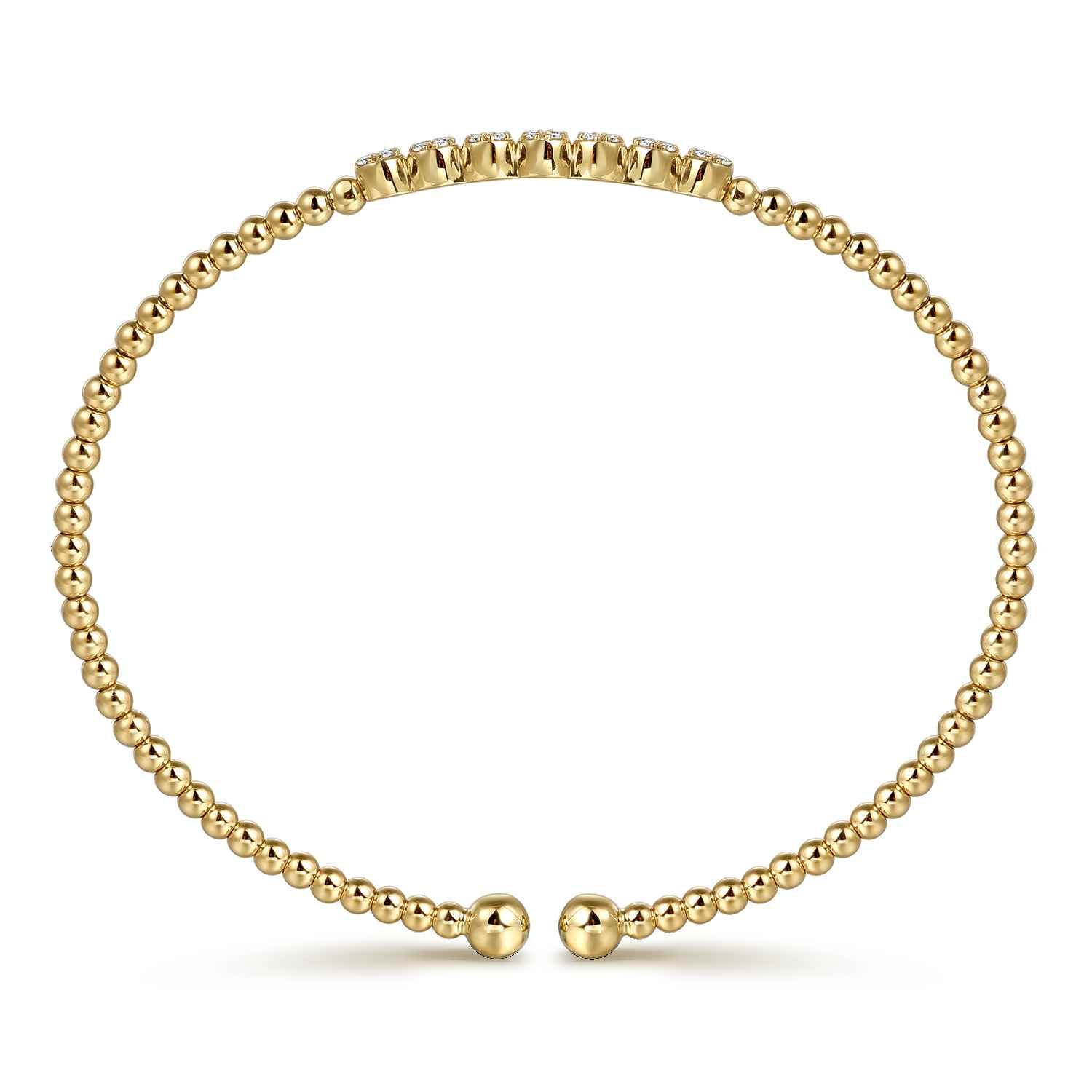 14K Yellow Gold Bujukan Bead and Cluster Diamond Bangle - 0.13 ct - Shot 3