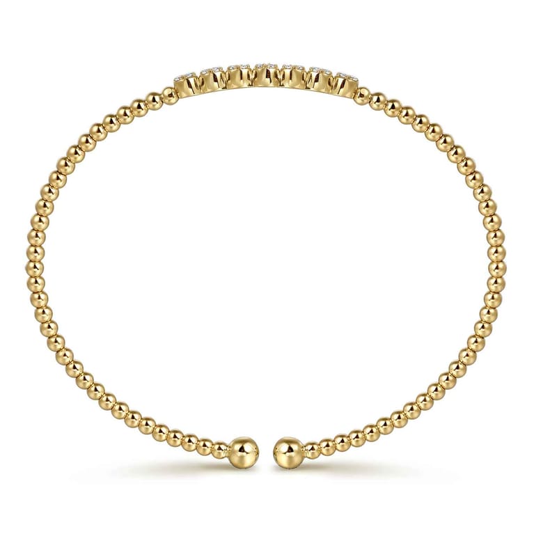14K Yellow Gold Bujukan Bead and Cluster Diamond Bangle - 0.13 ct - Shot 3