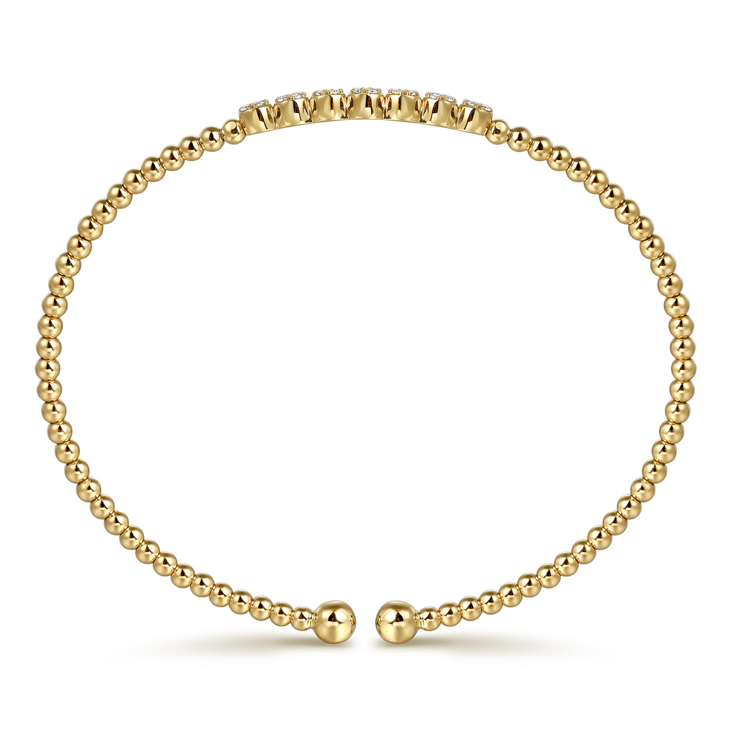 14K Yellow Gold Bujukan Bead and Cluster Diamond Bangle - 0.14 ct - Shot 3