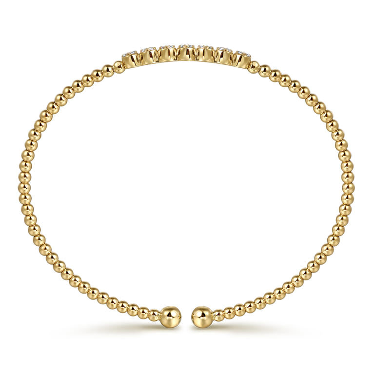 14K Yellow Gold Bujukan Bead and Cluster Diamond Bangle - 0.14 ct - Shot 3