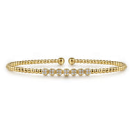 14K Yellow Gold Bujukan Bead and Cluster Diamond Bangle