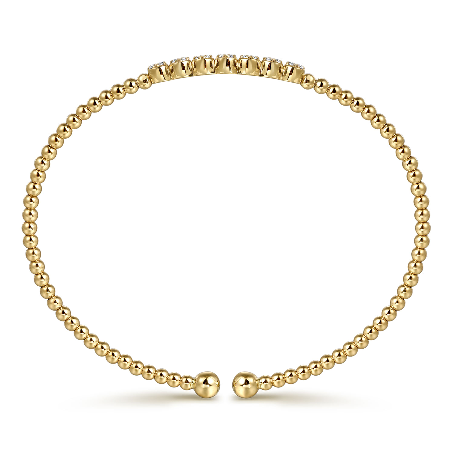 14K Yellow Gold Bujukan Bead and Cluster Diamond Bangle