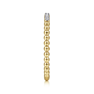 14K Yellow Gold Bujukan Bead and Diamond Stackable Ring