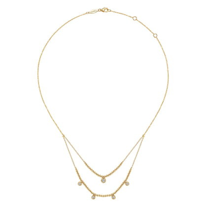 14K Yellow Gold Bujukan Bead and Diamond Two-Row Necklace
