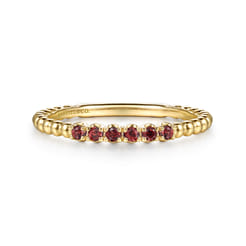14K Yellow Gold Bujukan Bead and Garnet Stackable Ring