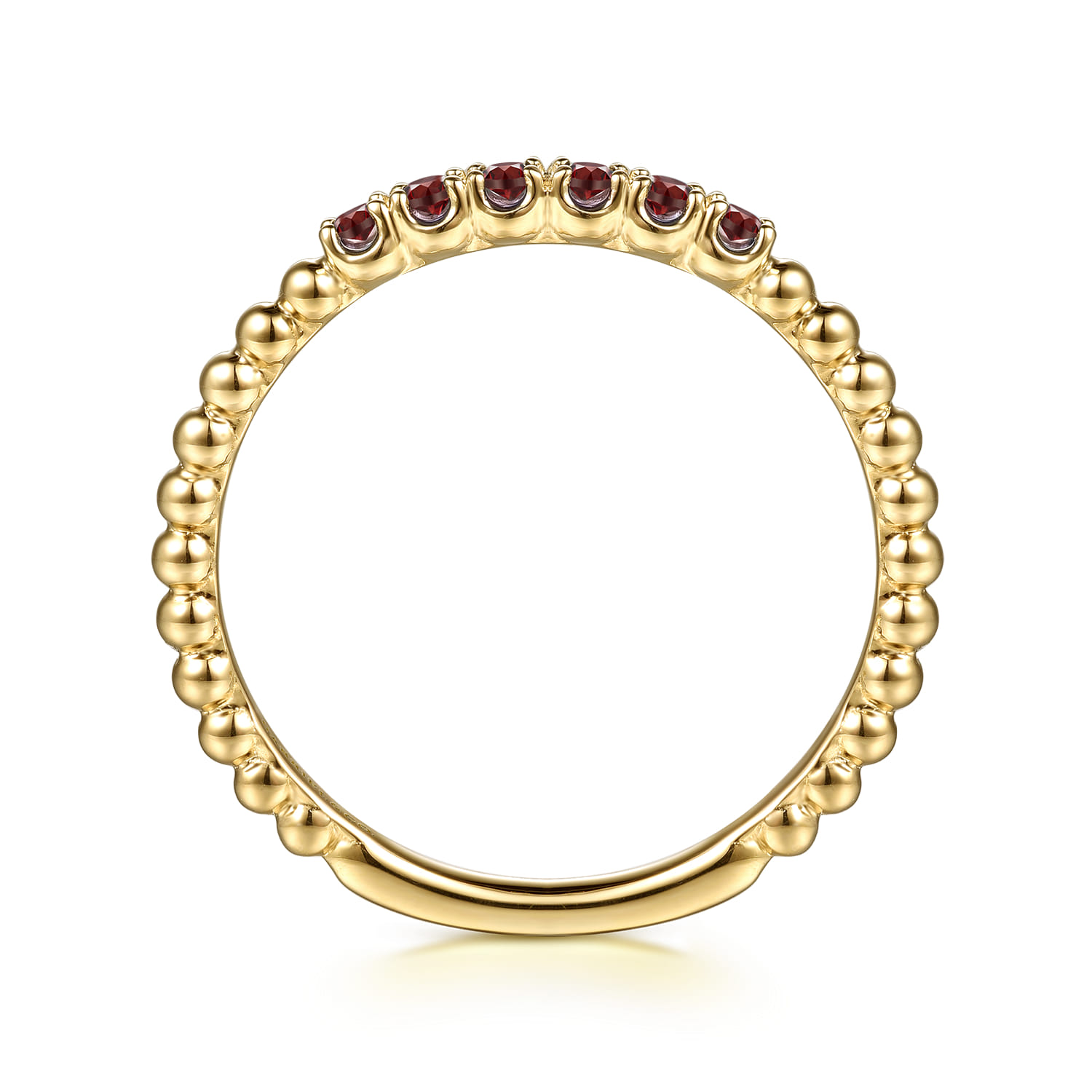 14K Yellow Gold Bujukan Bead and Garnet Stackable Ring - Shot 2