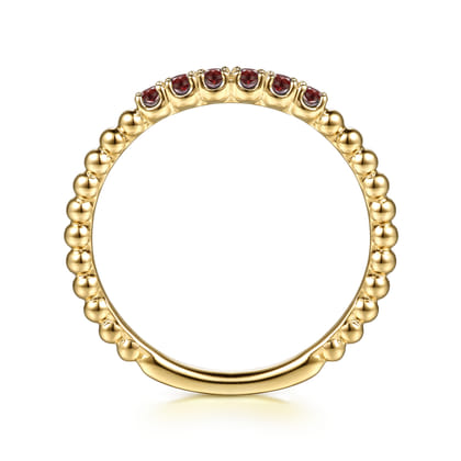 14K Yellow Gold Bujukan Bead and Garnet Stackable Ring