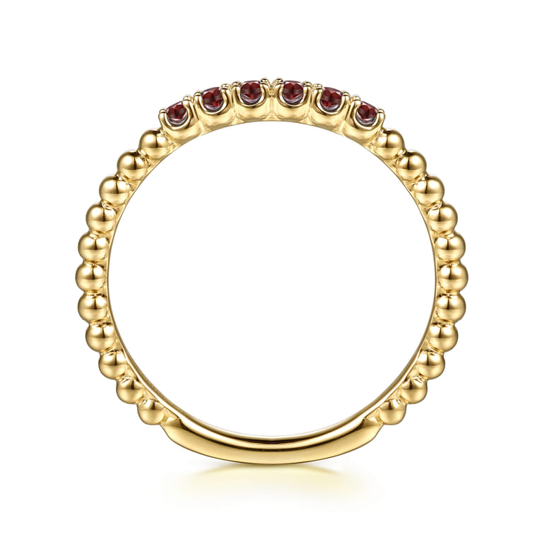 14K Yellow Gold Bujukan Bead and Garnet Stackable Ring - Shot 2