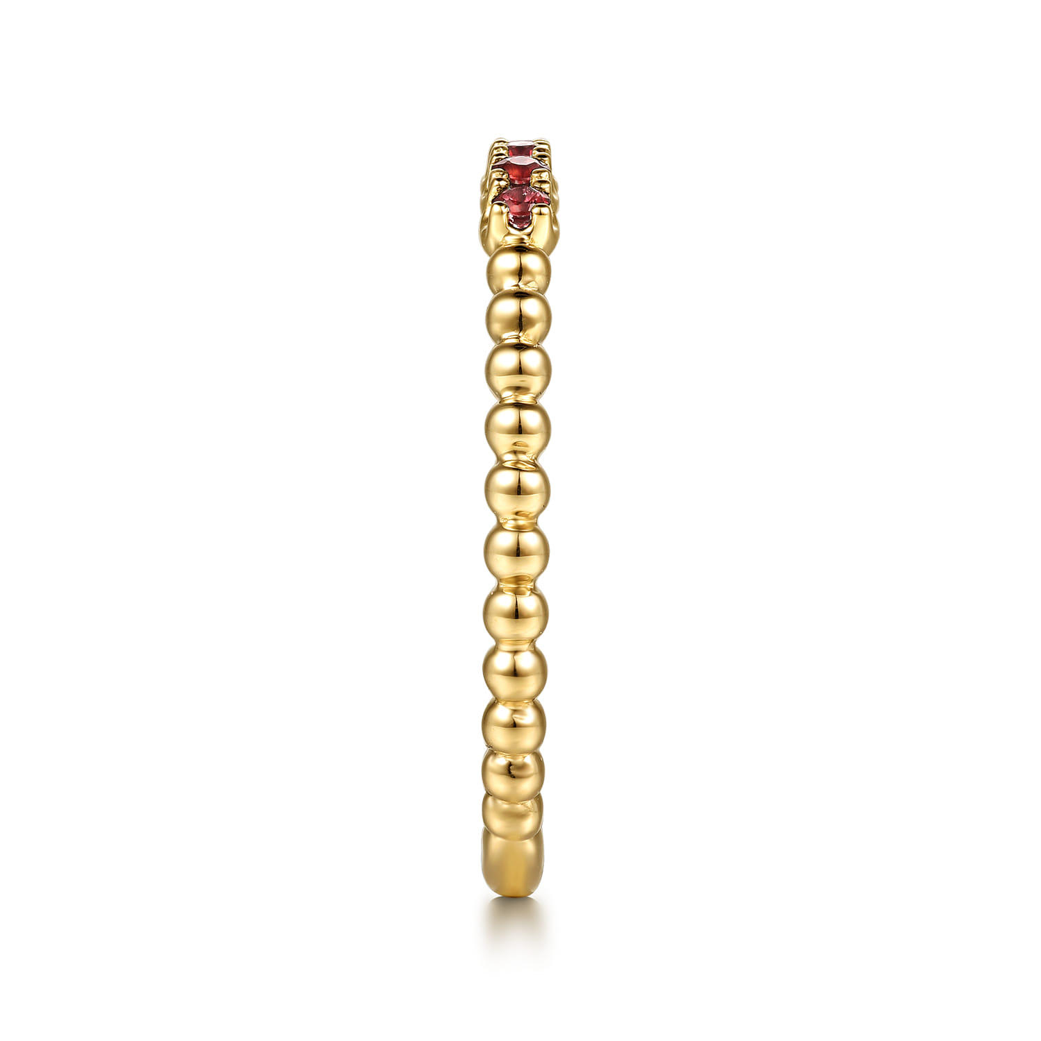 14K Yellow Gold Bujukan Bead and Garnet Stackable Ring - Shot 4