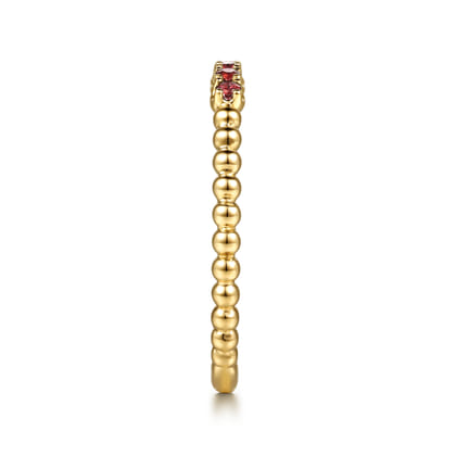 14K Yellow Gold Bujukan Bead and Garnet Stackable Ring