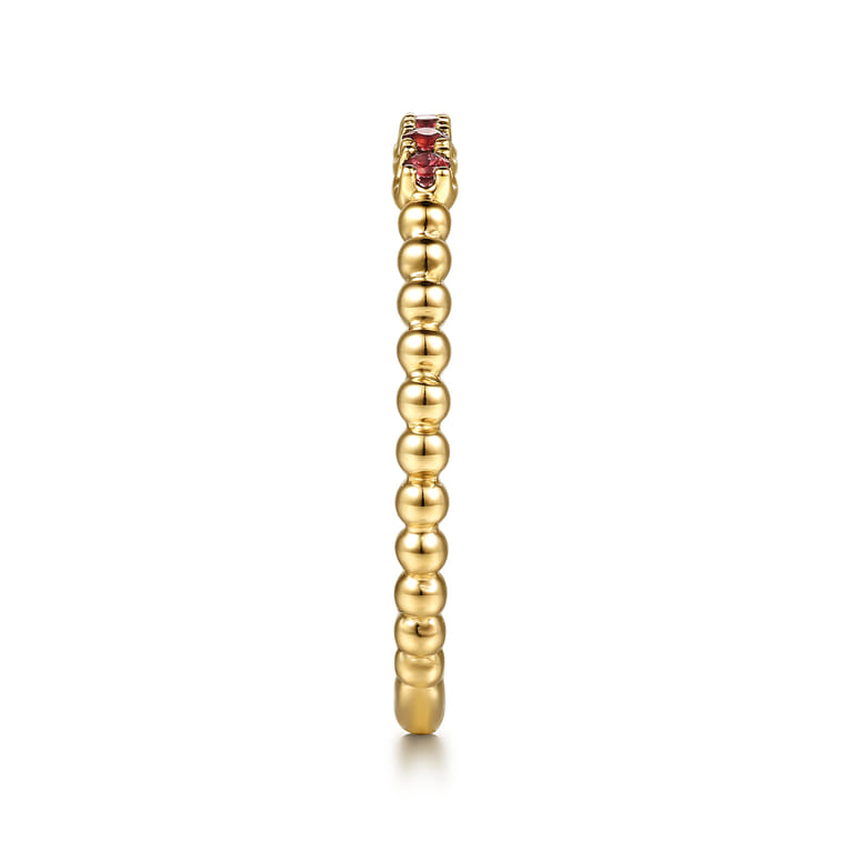 14K Yellow Gold Bujukan Bead and Garnet Stackable Ring - Shot 4