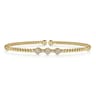 14K Yellow Gold Bujukan Bead and Hexagon Cluster Diamond Bangle - 0.12 ct