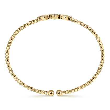 14K Yellow Gold Bujukan Bead and Hexagon Cluster Diamond Bangle