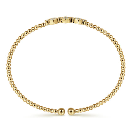 14K Yellow Gold Bujukan Bead and Hexagon Cluster Diamond Bangle