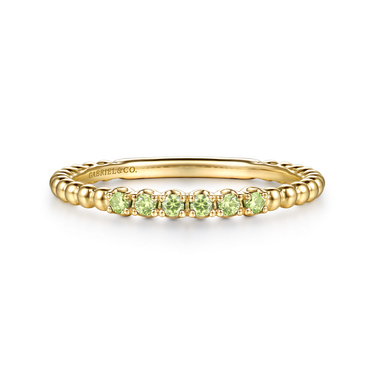 14K Yellow Gold Bujukan Bead and Peridot Stackable Ring - Shot 1