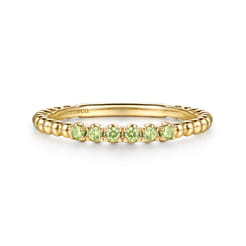 14K Yellow Gold Bujukan Bead and Peridot Stackable Ring