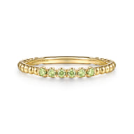14K Yellow Gold Bujukan Bead and Peridot Stackable Ring