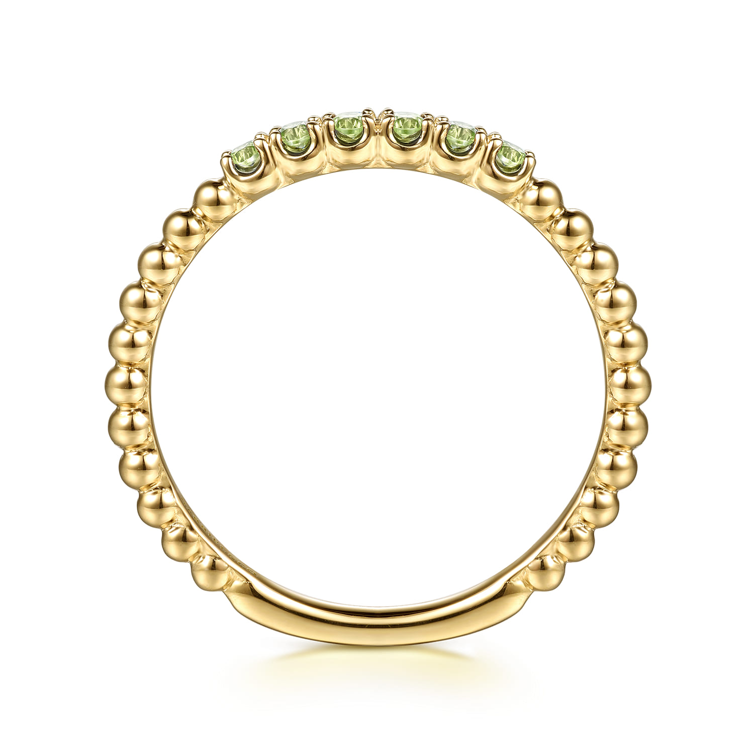 14K Yellow Gold Bujukan Bead and Peridot Stackable Ring - Shot 2