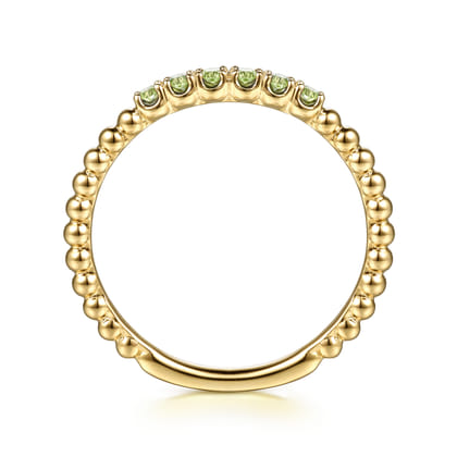14K Yellow Gold Bujukan Bead and Peridot Stackable Ring