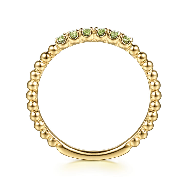 14K Yellow Gold Bujukan Bead and Peridot Stackable Ring - Shot 2