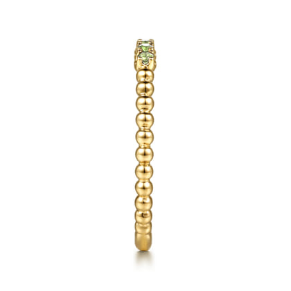 14K Yellow Gold Bujukan Bead and Peridot Stackable Ring
