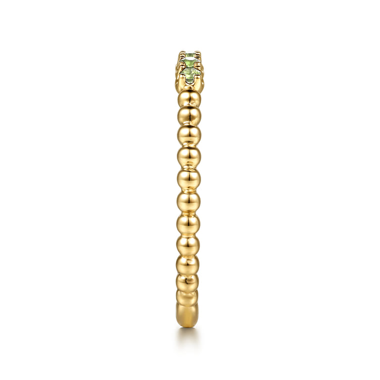 14K Yellow Gold Bujukan Bead and Peridot Stackable Ring - Shot 4