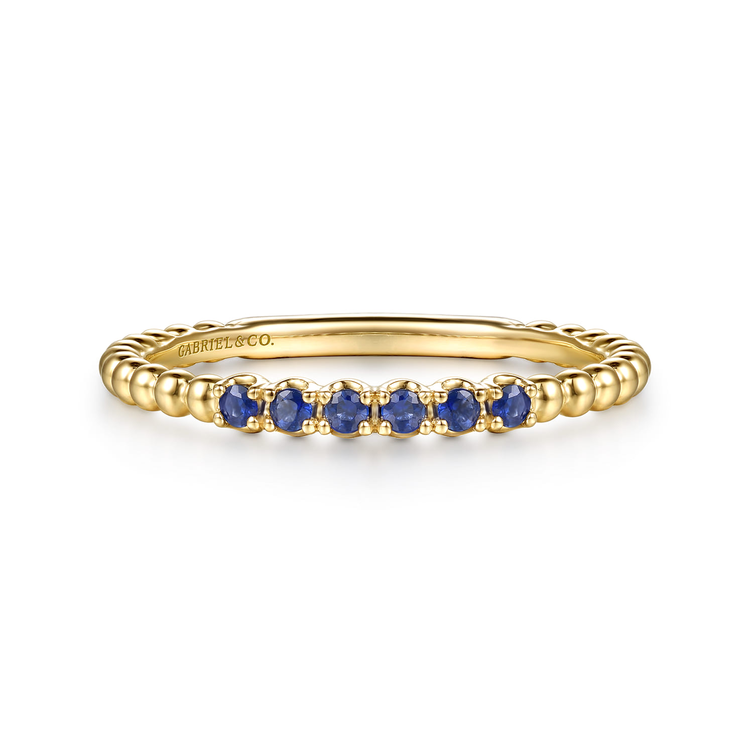 14K Yellow Gold Bujukan Bead and Sapphire Stackable Ring - Shot 1