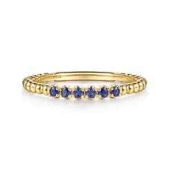14K Yellow Gold Bujukan Bead and Sapphire Stackable Ring