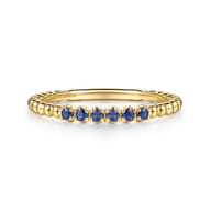 14K Yellow Gold Bujukan Bead and Sapphire Stackable Ring