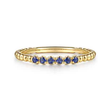 14K Yellow Gold Bujukan Bead and Sapphire Stackable Ring