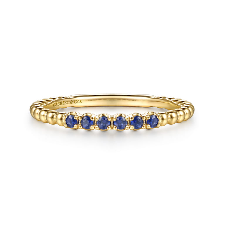 14K Yellow Gold Bujukan Bead and Sapphire Stackable Ring - Shot 1