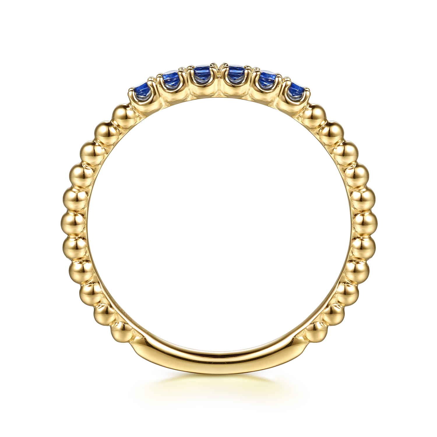 14K Yellow Gold Bujukan Bead and Sapphire Stackable Ring - Shot 2