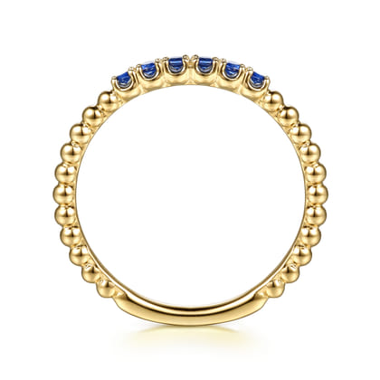 14K Yellow Gold Bujukan Bead and Sapphire Stackable Ring