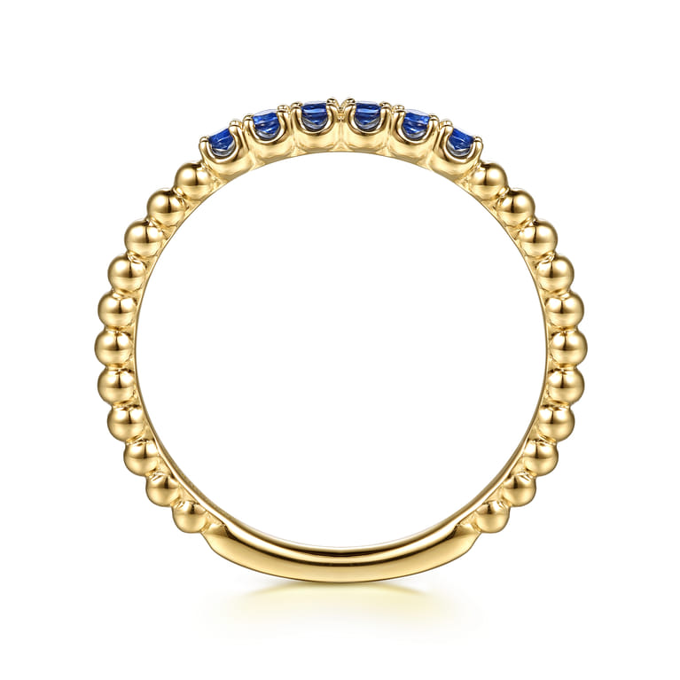 14K Yellow Gold Bujukan Bead and Sapphire Stackable Ring - Shot 2
