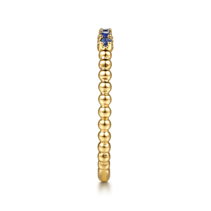 14K Yellow Gold Bujukan Bead and Sapphire Stackable Ring