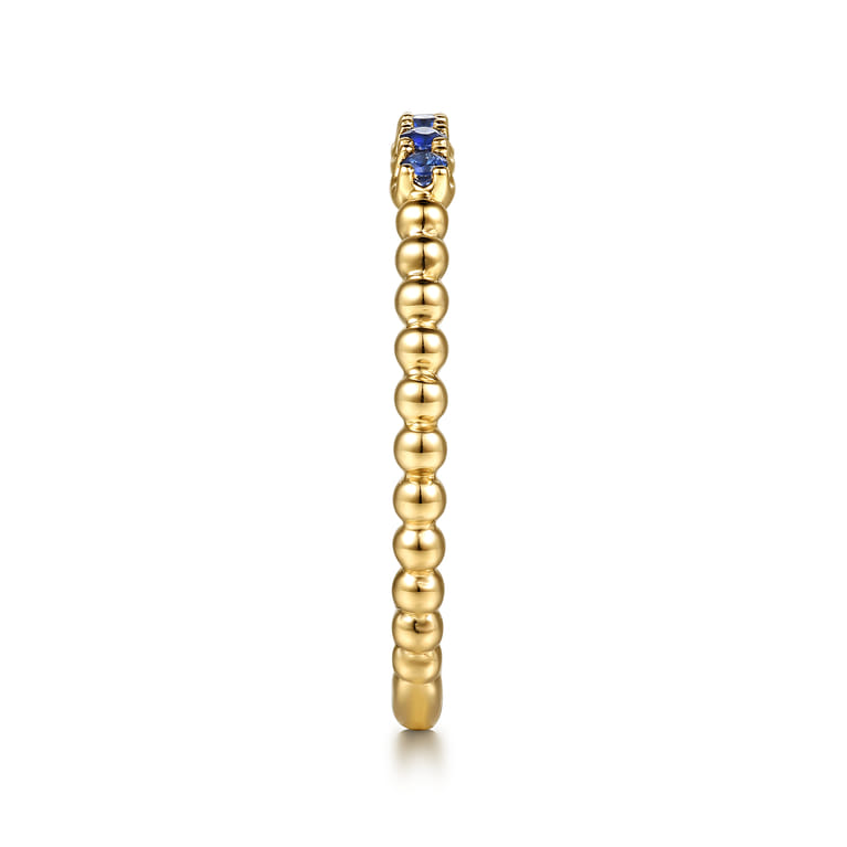 14K Yellow Gold Bujukan Bead and Sapphire Stackable Ring - Shot 4