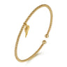 14K Yellow Gold Bujukan Beaded Angel Wing Charm Cuff Bangle Bracelet