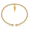 14K Yellow Gold Bujukan Beaded Angel Wing Charm Cuff Bangle Bracelet