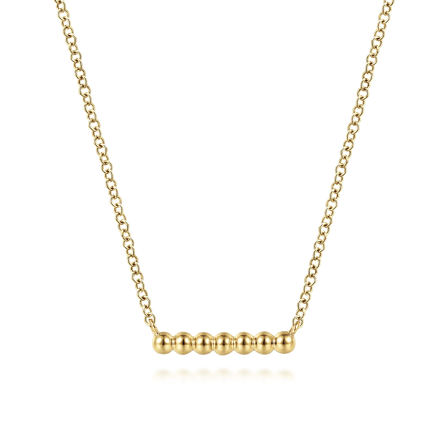 14K Yellow Gold Bujukan Beaded Bar Necklace - Shot 1