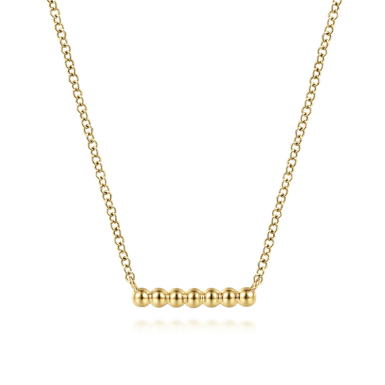 14K Yellow Gold Bujukan Beaded Bar Necklace - Shot 1