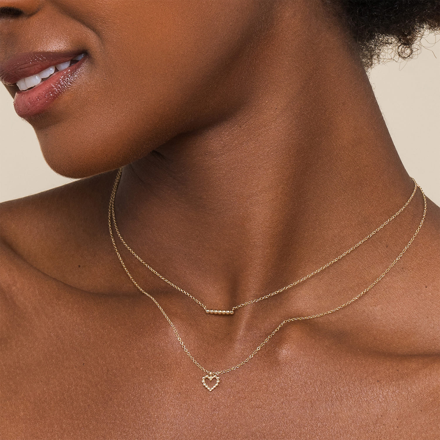 14K Yellow Gold Bujukan Beaded Bar Necklace - Shot 4